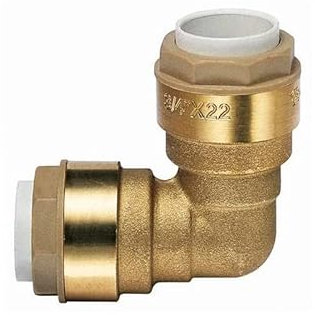 Raccord cuivre à clipser, coude égal 14 mm, PUSH IT sans soudure