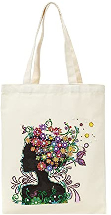 GOONSDS Tote Bag Riutilizzabile Diamond Painting Borsa Per La Spesa Pieghevole in Tessuto Di Cotone Con Manico Per Lo Shopping Organizzazione Quotidiana Art Borse Ecologiche