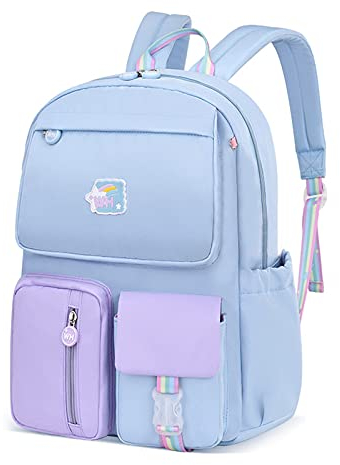 FANDARE Sac à Dos Enfant Sacs Scolaires Filles Garçons Cartables Scolaires Sac d'école Sacs Scolaires pour Étudiant Outdoor Voyage école Daypacks Imperméable Polyester Bleu Violet
