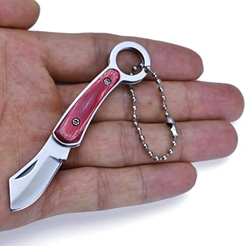 POCRROP Messer Mini Taschenmesser klein Klappmesser EDC Messer Outdoor Pocket Knife für an den Schlüsselbund (Rot)