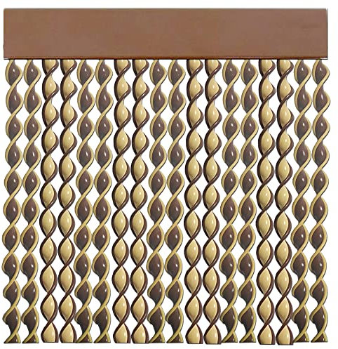 Cortina Exterior de Cordón Marrón y Beige para Puertas Anti Insectos | PERTONI TENDE (Ancho 100cm x 210cm Largo)
