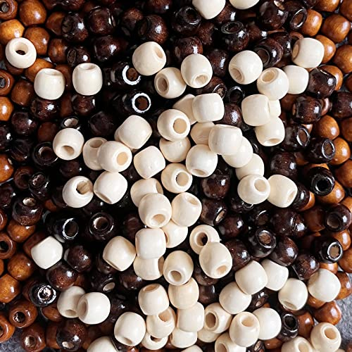 600Pcs Holzperlen mit großem Loch, Holzkugeln mit Loch, Natürliche Ovale Holzperlen,Holzperlen zum Auffädeln für DIY Arts Crafts Herstellung,11 * 12mm(3 Farbe)