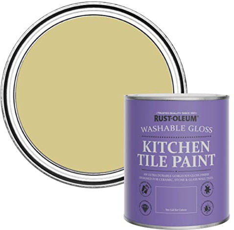 Rust-Oleum Green Water-Resistant Kitchen Tile Paint in Gloss Finish - Wasabi 750ml