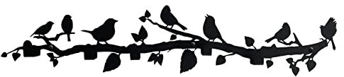 Porte-manteau mural, cintre mural en métal, oiseaux sur la branche porte-manteau en métal, cintre mural, décoration d'intérieur, porte-chapeau, porte-clés, patères d'entrée, porte-manteau, 60x17cm
