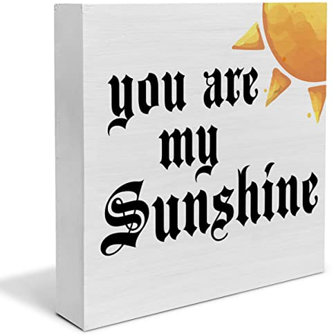 Country Sunshine Holz Box Schild Dekor Schreibtisch Schild You are my sunshine Sun Zitat Holzkiste Block Sommer Schild Rustikale Home Office Regal Wanddekoration