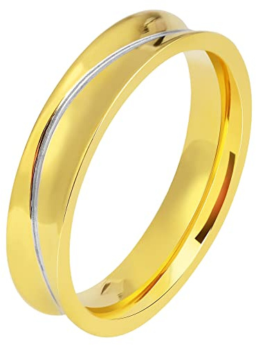 Akzent-Eheringe Partnerringe Verlobungsringe Edelstahl mit Simili+ Gravur goldfarbig (Herrenring, 68)
