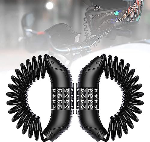 Windance Câble de verrouillage portable avec combinaison pour moto, léger et compact, casque de moto antivol, câble en acier torsadé pour scooter électrique, casque antivol (Noir 2PCS)