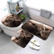 QALEYA Badematten Set 3D Kühe 3-teiliges Absorbierend Flanell Badezimmerteppich-Set 50x80cm, Schottisches Hochlandrind Tier Badteppich Schnell Trocknend Weich Badvorleger mit WC Deckelbezug