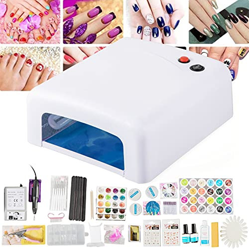 Neonail Starter Set mit Uv Lampe Acryl Nagelset Profi Nagelstudio Set UV Gel Set Nagelset Starterset Art Nagelfräser mit Fräser