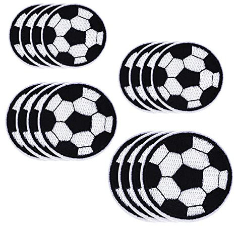 16 Pieces Football Embroidery Patches, Cartoon Football Cloth Stickers, Clothes Patches, Children's Cartoon Decoration, Washable Iron-on Patches, Replaceable, Reusable