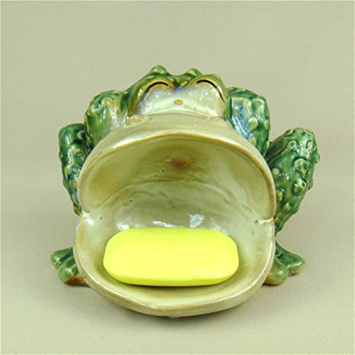 ASIORI Seifenschale Seifenhalter, Seifenhalter Lustige Keramik Frosch Statue Seifenkiste Dekoratives Porzellan Badezimmer Seifenschale Organizer Haushaltswaren Essentials Seifenhalter Dusche