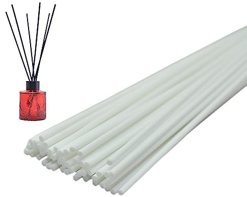 Kidlearn 50 Stück Faser Ätherische Öl-Diffusorstäbchen, Heimduft duftende Öl Diffusor Sticks (40cm x4mm, Weiß)