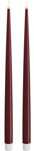 Deluxe Homeart Indoor Flameless LED Dinner Candle - Set of 2 - with Real Flame™ Technology - Battery Powered Candle (38 cm, Bordeaux Red)