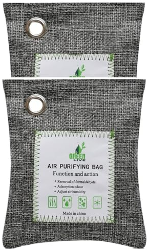 Éliminateur D'odeurs Naturel,2 pièces(2 X 100g) Sacs Purificateurs D’air,Absorbeur d'odeur,Absorbeur d'Humidité,Charbon Désodorisant pour Chaussures Voiture Cuisine Salle de Bain Frigo Bureau