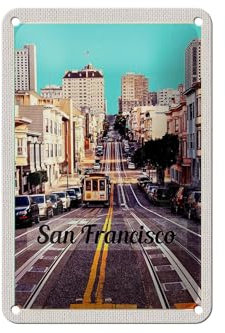 FEMER Blechschild Reise 12x18cm San Francisco Stadt Straße Straßenbahn Schild