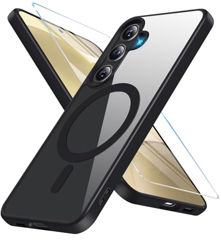 für Samsung Galaxy S24 Hülle Magnetisch mit S24 Schutzfolie [Mit Magsafe] Handyhülle Samsung S24 Hülle Dünn Transparent Stoßfest Schutzhülle Case für Samsung S24 5G Hülle (Black)