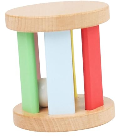 harayaa Rassel Rollenrassel Farbsortierwerk Montessori Holzspielzeug Rassel mit Glocke für Baby Jungen Mädchen