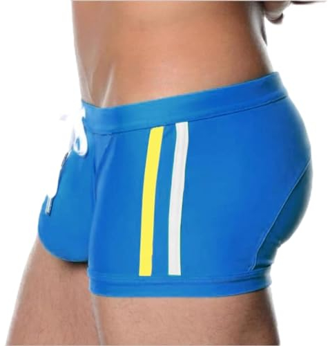 FULUJIDI Badehose Boardshorts Schwimmhose Sexy Bademode Herren Schnell Trocken Surfbrett Shorts Herren Sport Strand Badehose Beutel Badeanzüge S Blau