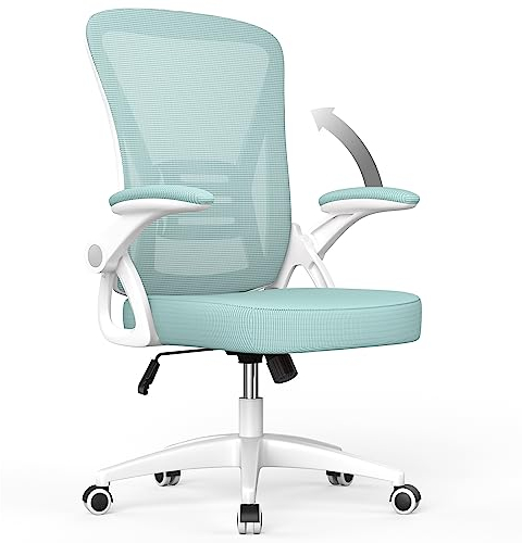 naspaluro Bürostuhl mit Verstellbaren Armlehnen, Ergonomischer Schreibtischstuhl mit Netzbespannung, Lordosenstütze, Höhenverstellbarer, Gepolstertem Sitzkissen, 360° Drehstuhl, Grün