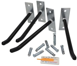 cartrend Reifen-Wandhalterung zum Aufbewahren von Reifen, Felgen und Rädern, hohe Tragkraft, mit Zubehör, Haken mit PVC-Ummantelung, Silber, 4 Stück