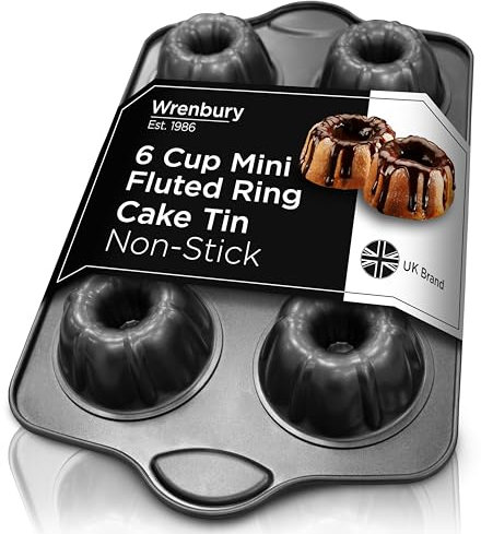 Wrenbury Moule à gâteau anti-adhésif pour la cuisson – Moule à gâteau cannelé pour 6 petits gâteaux – Sans PFOA et passe au lave-vaisselle – 9,5 cm de largeur