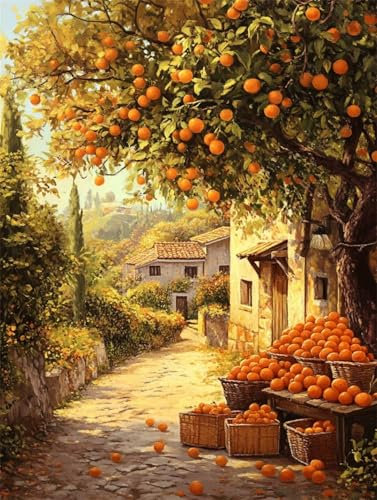 5D Diamond Painting Erwachsene Kinder Kits Diy Diamond Painting Bilder Orangenbaum Mosaikherstellung Malen Nach Zahlen Full Drill Cross Stickerei Malerei Home Wand Quadratische Drill 40x50cm W5106