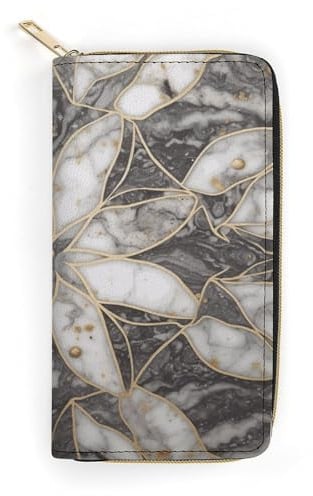 QWNMD Ledergeldbörsen für Damen, orientalischer Marmorstein, bedruckt, Geldbörse, Kartenhalter mit Reißverschluss, Leder-Clutch, Geldbörse, orientalischer Marmorstein, 19,8 x 10,4 x 3,6 cm, modern,