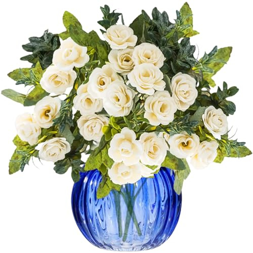 astylishome Faux Flower Arrangements Peony Artificial Flowers White Flowers Silk Peonies Bride Bouquet Faux Flowers for Wedding Party Table Centerpieces Floral Arrangement Home Kitchen Decor 1422
