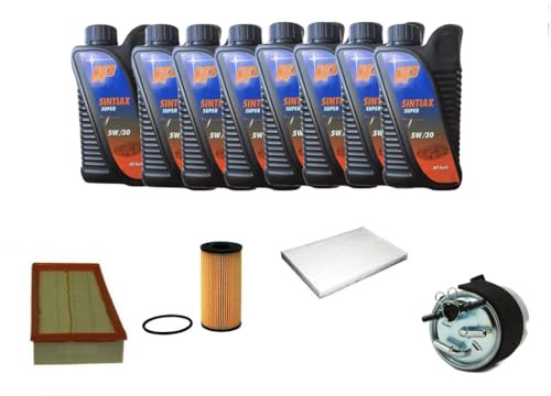 AOQ - KIT TAGLIANDO compatibile con Qashqai J10 2.0 dCi Diesel (150 CV / 110 kW M9R, da anno 2007-2013) con 8 litri olio ip sintetico 5w30