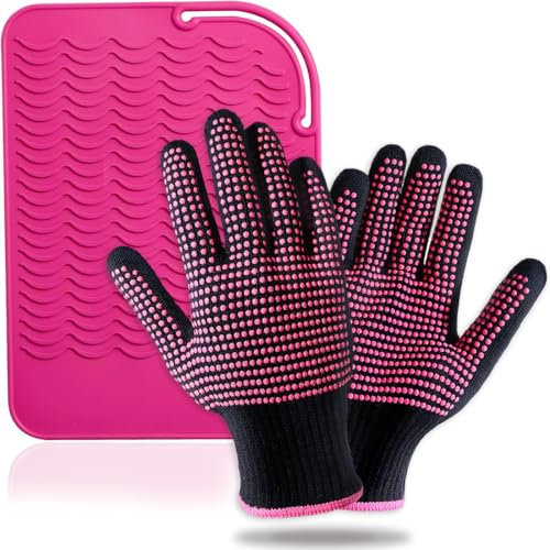 KUMSODE 2 Stück Hitzebeständiger Handschuh mit Wärmeisolierendem Glätteisen Handschuhe Kissen für Das Haarstyling Hitze für Locken, Glätteisen und Lockenstab