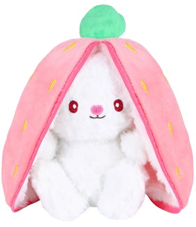 YiliYa Fraise Lapin Carotte,25CM Jouets Lapin Muppet Lapin de pâques Peluche Jouet en Peluche Lapin Cache-Cache Cadeaux pour Enfants Garçons Filles