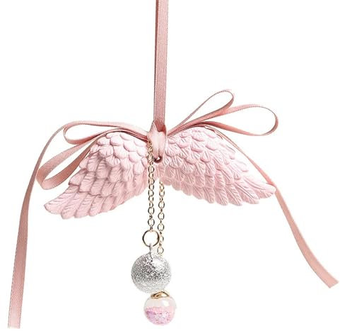 Rückspiegel Anhänger Auto Innenraum Deko Auto Anhänger Engel Flügel Automobil Rückspiegel Dekoration Ornamente Gips Flügel Auto Anhänger Zubehör(Pink)