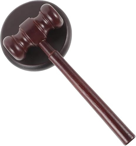 Niltracy Martillo de martillo y bloque de sonido, 1 juego de martillo de juez, juego de madera, mazo de madera con base de madera