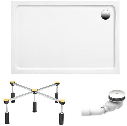 Schulte Duschwanne Adria aus hochwertigem Sanitäracryl, 100x90 cm inkl. Fußgestell, Ab- und Überlaufschutz, Pflegeleicht und alterungsbeständig, Größe wählbar