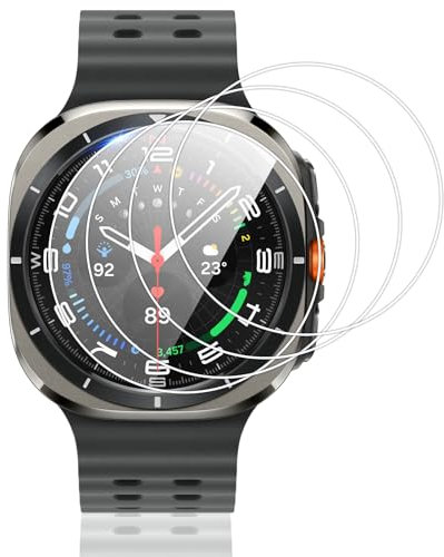 Vauki 4 Pezzi Pellicola Protettiva per Samsung Galaxy Watch Ultra 47mm Vetro Temperato,9H Durezza Anti-Graffio HD Trasparente Senza Bolle Vetrino Protezione per Samsung Galaxy Watch Ultra 47mm