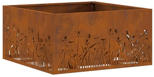 vidaXL brasero carré 60x60x30 cm en Acier patiné