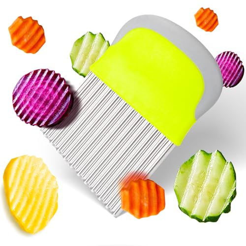 GrünWerk Tagliapatate, Coltelli per Patate, Professionale Inossidabile Taglia Patate, Er Patate, per Frutta, Verdura, Patate Taglia Patate Ondulato, Verde