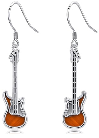 Gitarren Ohrringe Silber 925 Rock and Roll Ohrringe Musik Schmuck Gitarren Geschenke Damen
