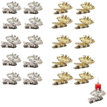 Floatdream 20 Stück Baumkerzenhalter Für Weihnachtsbaum, Clip In Schweifform, Traditionelle Kerzenzwicker Mit Clip, für Hochzeit, Weihnachten Dekoration