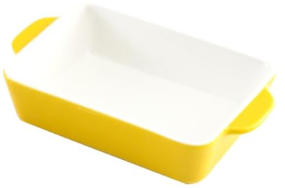 BESPORTBLE Ceramic Rectangular Pottery Oven Baking Tray Baking Dishes for Casseroles Lasagne Yellow High Temperature Firing