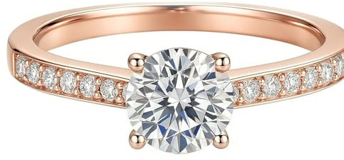 Skcess 9K Roségold Damen Ringe, Ring Damen Moissanit Def Moissanit Größe 54 (17.2)