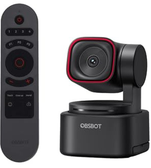 OBSBOT Tiny 3 Lite Webcam Bundle with Remote, AI-Powered Spatial Audio 4K - Compact AI Tracking PTZ Camera with 1/2 Sensor, Tri-Mic, Voice Control, 120FPS, HDR, Webcam for PC, Mac, Laptop, Streaming