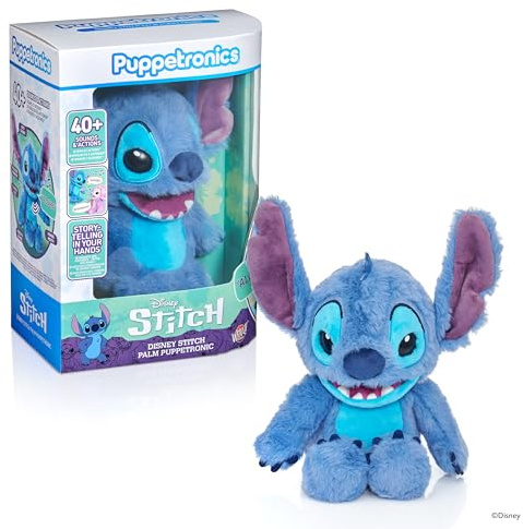 Wow! Stuff Disney Stitch Palm Puppetronic Feature Plüsch, interaktives Plüschtier, sprechendes Plüschtier mit Geräuschen und Aktionen, elektronische Plüschhandpuppe, ab 6 Jahren