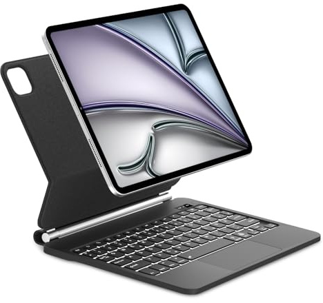 Occtingkind Magic Keyboard Für iPad Air 11 M4 mit TP & Beleuchtung QWERTZ | Mit 7-Farben Beleuchtung & Touchpad - Premium für maximale Produktivität, Magic Keyboard für iPad Air 11 M4 Schwarz