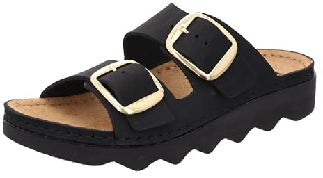 Rohde Damen Pantolette Leder Zweischnaller mit Plateausohle Alassio 6229