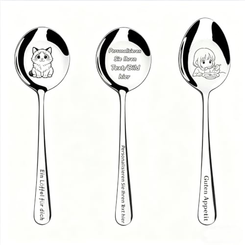 Personalised Engraved Spoon | Custom Pet & Human Portrait | Stainless Steel Coffee Tea Dessert Spoon | Unique Keepsake Gift for Pet Lovers | Multiple Sizes