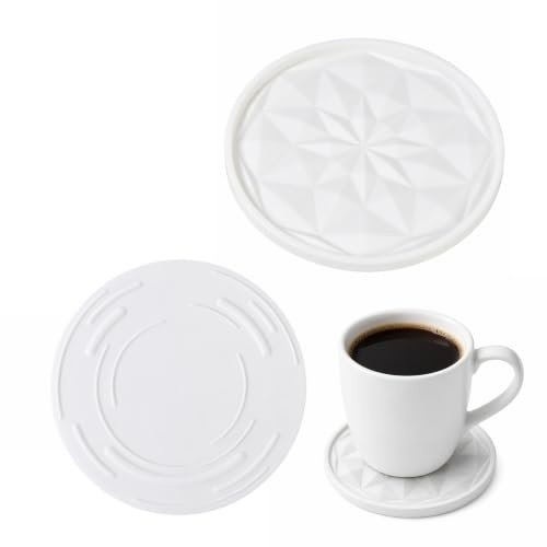 Yogurt Pot Lids Reusable Silicone Yoghurt Tops, Reversible to Coaster, Airtight Food Covers for 500g Cream Pots, Pudding & Milk Bottles (2 Pack)