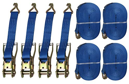 Tie Down Ratchet Straps 5T 50MM 15M X4 (Cargo Lashing Rack Load J Claw)