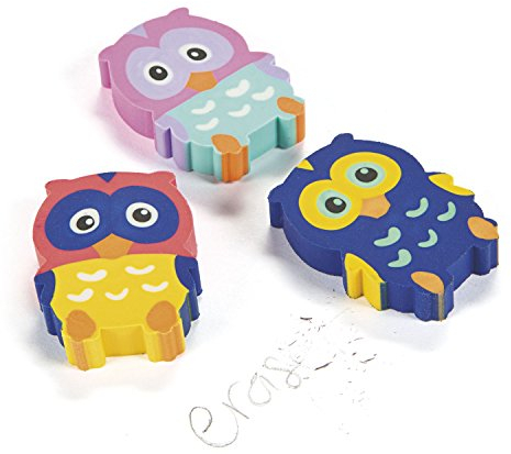 Eule bunt und lustig Radiergummi in 3 verschiedenen Motiven 12 Stück Mitgebsel Gastgeschenk Palandi®