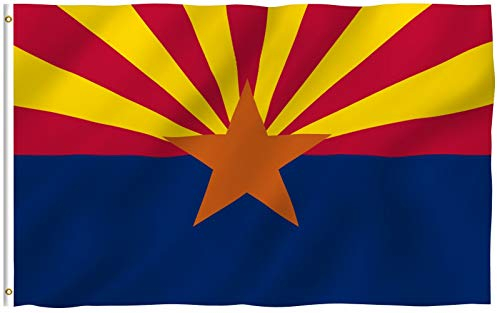 Anley Fly Breeze 3x5 Fuß Arizona State Polyester Flagge - Lebendige Farbe und UV-beständig - Canvas Header und doppelt genäht - Arizona AZ State Flags mit Messingösen 3 X 5 Ft